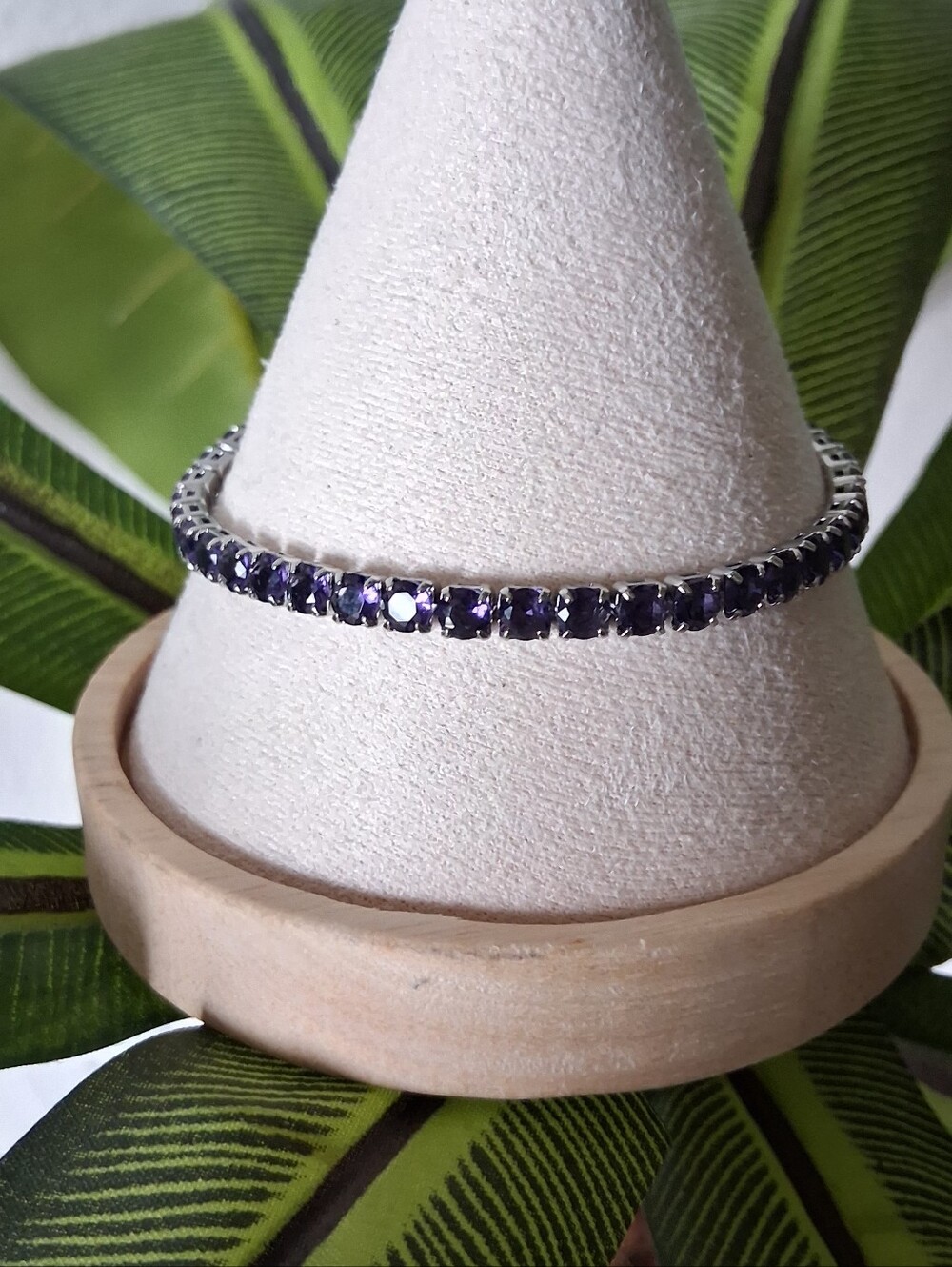 Purple Stone Silver Tennis Bracelet - Women Jewelry